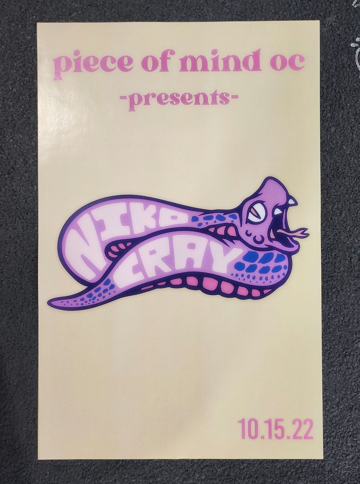 Niko Cray x Piece of Mind OC Show Poster 2022
