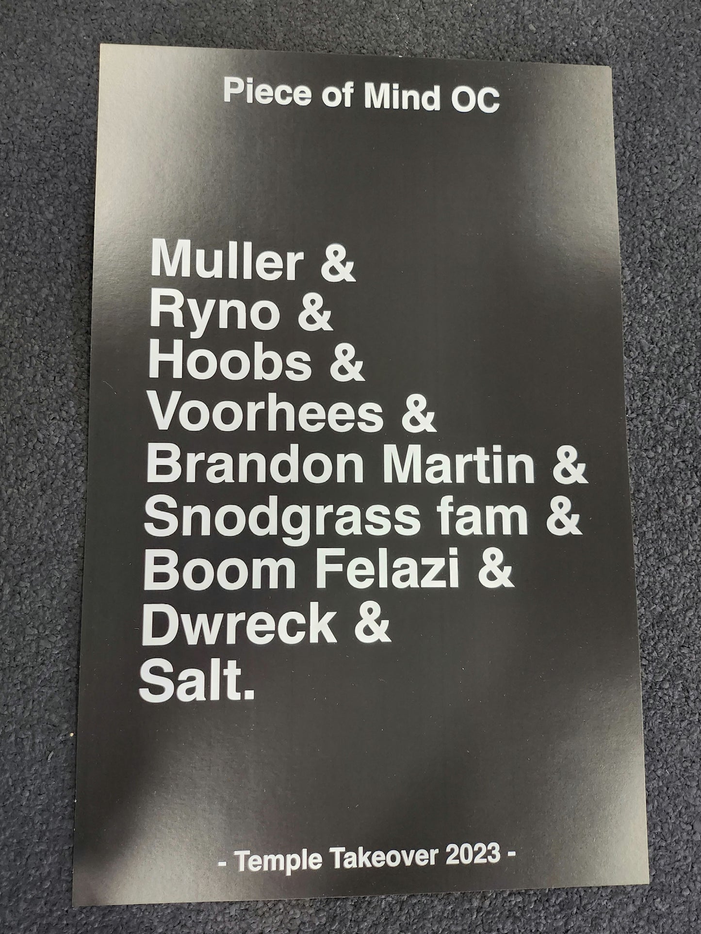 Snodgrass Temple Takeover Name List Poster 2023