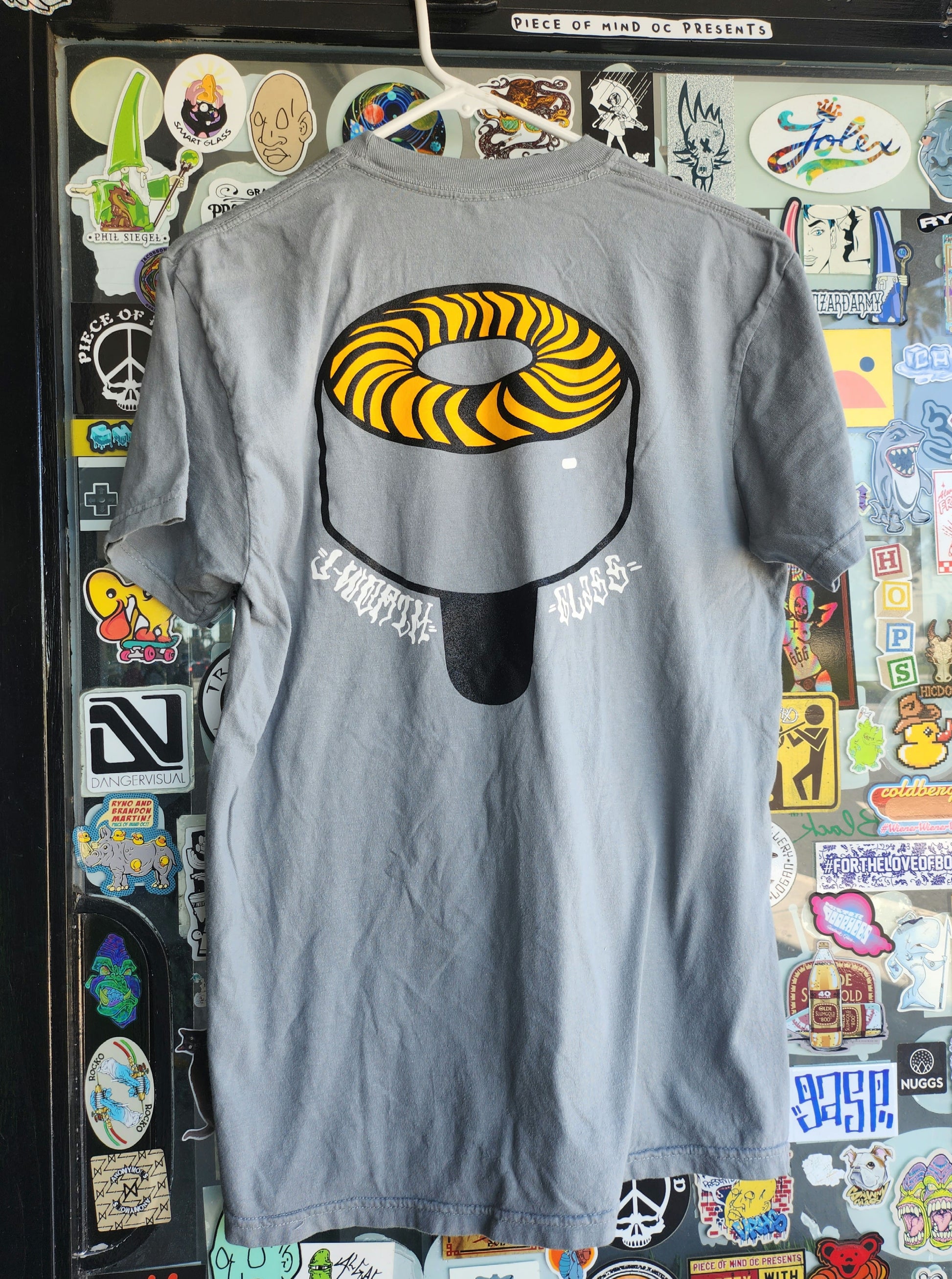 Jworth Skate Wheel Tee Shirt Front and Back graphic