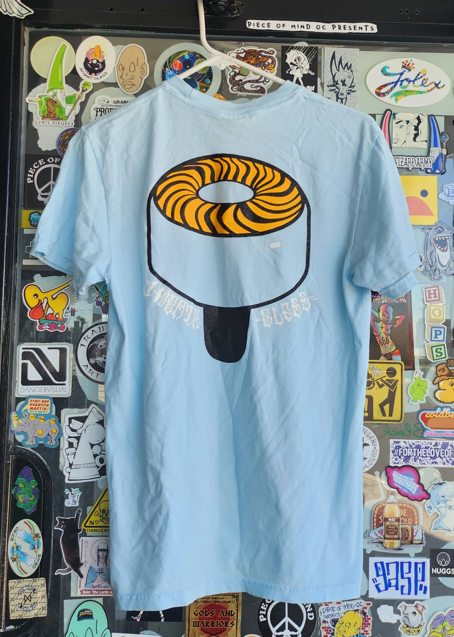 Jworth Skate Wheel Tee Shirt Front and Back graphic