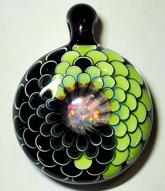 JuJu Glass Dotatack Pendant Lime Galaxy Ying Yang